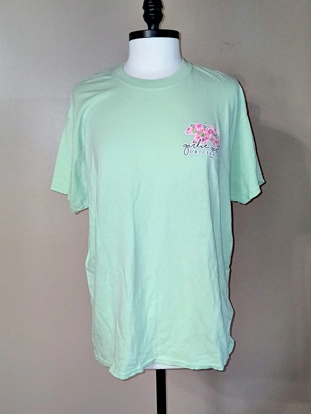 Girlie Girl Originals Grandma Bear Mint T-Shirt Green & Pink
